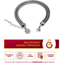 Galatasaray Gs Örme Çelik Bileklik Unisex Ayarlanabilir Gri Paslanmaz Çelik 19-23 cm