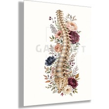 Gaagart Temperli Cam Tablo Bordo Çiçekli Yan Anatomik Omurga Hastane Duvar Dekoru