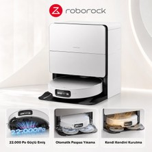 Roborock 22.000 Pa Yüksek Emiş Güçlü Akıllı Kir Algılamalı Premium Robot Süpürge, 7.98 cm Ultra Ince Tasarım, Sıcak Su ile Paspas Yıkama