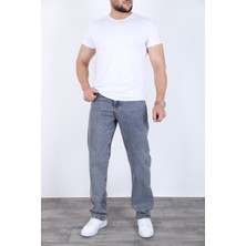 Blayn Jeans Erkek Açık Gri Baggy Kot Pantolon - Geniş Kalıp Günlük Rahat Denim Jean