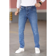 Blayn Jeans Erkek Açık Lacivert Kot Pantolon Urban Fit Denim Esnek Rahat Kalıp Günlük Jean Pantolon