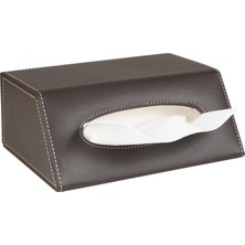 2K Peçetelik,çek Al El ve Yüz Havlusu Kutu Mendil,kağıt Mendil Muhafaza Kutusu,vegan Deri,9*22*18 Cm. Kahverengi
