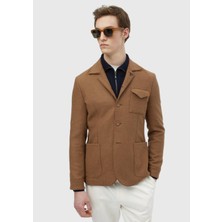 Deve Tüyü Düz Shirt Shoulder Slim Fit Yün Karışımlı Ceket