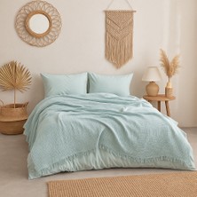 Tabu Home Müslin Turkuaz Çift Kişilik Yatak Örtüsü – 4 Katlı