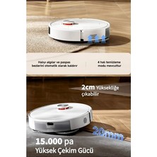 Xiaomi Beyaz Robot Süpürge 15.000 Pa Emiş 20 mm Eşik Aşma Çok Katlı Haritalama Otomatik Rota Planlama ve Uygulama Kontrolü Desteği