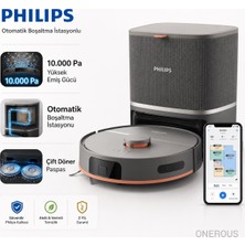 Philips 10000PA Yüksek Emiş Güçlü Çift Döner Paspaslı Robot Süpürge, Güçlü Paspaslama, Çift Silme Performansı