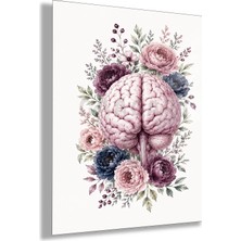 Gaagart Temperli Cam Tablo Pembe Mor Çiçekli Anatomik Beyin Hastane Duvar Dekoru