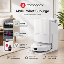 Roborock Akıllı Robot Süpürge ve Paspas Beyaz 10.000 Pa Güçlü Emiş Çift Döner Mop Otomatik Toz Boşaltma Yıkama ve Kurutma Istasyonu