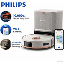 Philips Lazer Haritalamalı Akıllı Robot Süpürge Çöp Istasyonlu 10.000PA Yüksek Emiş Güçlü Çift Döner Paspaslı