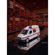 Oyuncak Sahili Ambulans Diecast Metal Florance Koleksiyon Model Oyuncak 3 Siren Sesli Işıklı 15X7.5CM Minibüs Çekbırak Ön Arka Kapılar Açılır