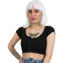 Küt Kahküllü Fiber Sentetik Peruk / Beyaz