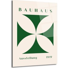 GLAZELLA Bauhaus Estetiği Yeşil Çapraz Desen Cam Tablo