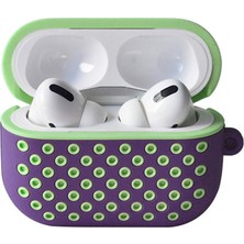 Bezos Airpods Pro 2 (2.nesil) Spor Delikli Kılıf - Lila-Yeşil