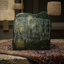 Eski Yeni Antik Antik Mısır Esintili Kabartma Işlemeli Dekoratif Taş Obje – El Işçiliği Koleksiyonluk Biblo
