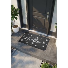 Vitali Home Charm Siyah Beyaz Hello Paspas Dış Kapı Paspası Kıl Kapı Önü Paspası 2006