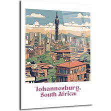 GLAZELLA Johannesburg Şehir Manzarası Modern Cam Tablo