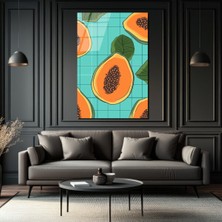 GLAZELLA Tropikal Papaya Dilimleri Modern Cam Tablo