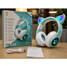 Almanara Project Kedi Kulaklı Bluetooth 5.3 Kablosuz Kulaklık LED Işıklı Mikrofonlu Katlanabilir Pembe Stereo