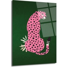 GLAZELLA Pembe Leopar: Vahşi ve Şık Bir Dokunuş Cam Tablo