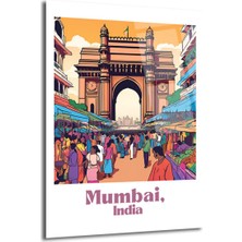 GLAZELLA Mumbai Pazarı Enerjisi Cam Tablo | Hindistan Seyahat Sanatı