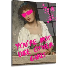 GLAZELLA You're Not Like Other Girls Mesajlı Asi Klasik Cam Tablo