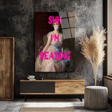 GLAZELLA Shh I'm Readıng Temalı Modern Klasik Cam Tablo