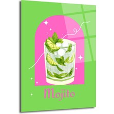 GLAZELLA Enerjik Mojito Kokteyl Sanatı Cam Tablo - Yaz Ferahlığı