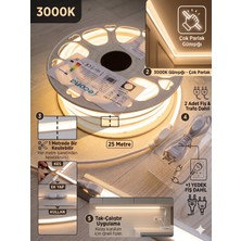 Econa 25 Metre 3000K Günışığı 220V Neon LED Şerit Led, Çok Parlak, Kesilebilir, Tak-Çalıştır Fişli & Yedek Fişli,esnek LED