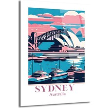 GLAZELLA Sydney Manzarası Modern Sanat Cam Tablo - Avustralya Seyahat Temalı