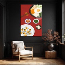 GLAZELLA Kore Mutfağı Ziyafeti Cam Tablo | Bibimbap ve Kimbap Duvar Sanatı