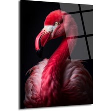 GLAZELLA Canlı Pembe Flamingo Cam Tablo - Sanatsal Duvar Dekoru