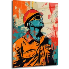 GLAZELLA Vizyoner Işçi Pop Art Cam Tablo