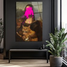 GLAZELLA Asi Mona Lisa ve Kedi Pop Art Cam Tablo