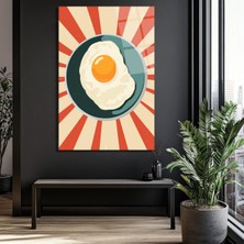 GLAZELLA Retro Saç Yumurta Cam Tablo - Neşeli Kahvaltı Sanatı