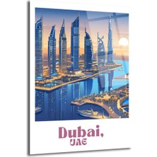 GLAZELLA Dubai Büyüsü Şehir Manzarası Cam Tablo