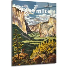 GLAZELLA Yosemite Milli Parkı Vintage Manzara Cam Tablo