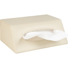 2K Peçetelik,çek Al El ve Yüz Havlusu Kutu Mendil,kağıt Mendil Muhafaza Kutusu,vegan Deri,9*22*18 Cm. Bej