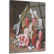 GLAZELLA Be My Valentine Romantik Gül Buketi Sanatsal Cam Tablo