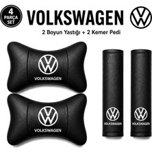 Brtshopping Volkswagen Boyun Yastığı ve Emniyet Kemer Kılıfı Seti – Siyah Deri, Şık ve Konforlu Tasarım 2 Adet Yastık 2 Adet Kemer