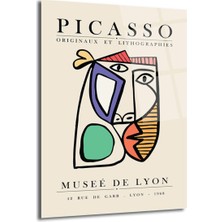 GLAZELLA Picasso Tarzı Kübist Yüz Cam Tablo - Modern Sanat Duvar Dekorasyonu