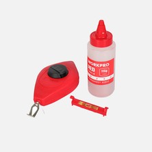 Workpro WP329019 Çizim Ipi Seti 115GR Kırmızı Çizim Ipi Boyası + Mini Su Terazisi + 30M Çizim Ipi (3'li Paket)