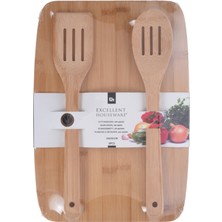 Koopman Ahşap Kaşıklı Kesim Panosu Seti (3'li Paket)