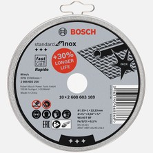 Bosch 115X1,0MM Standard Seri Düz Inox (Paslanmaz Çelik) Kesme Diski (Taş)Rapido 10'lu (4'li Paket)