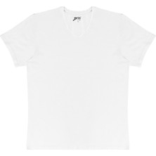 Brix Erkek Elastan V Yaka Tshirt Beyaz L  (5'li Paket)