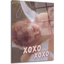 GLAZELLA Melek Uykusu Xoxo Temalı Romantik Cam Tablo