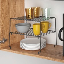 Metaltex Brooklyn Pvc Tek Katlı Siyah Mutfak Rafı (5'li Paket)