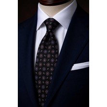 Kravatkolik Siyah Motif Desen Italyan Ipek Kravat İK2496