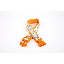 Köpek ve Pati Desenli Dokuma Köpek Boyun Tasması 3 cm x 36-60 cm Turuncu
