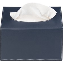 2K Peçetelik,çek Al El ve Yüz Havlusu Kutu Mendil,kağıt Mendil Muhafaza Kutusu,vegan Deri,9*22*18 Cm. Lacivert