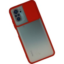 Bezos Note 10 Kılıf Palm Buzlu Kamera Sürgülü Silikon - Kırmızı